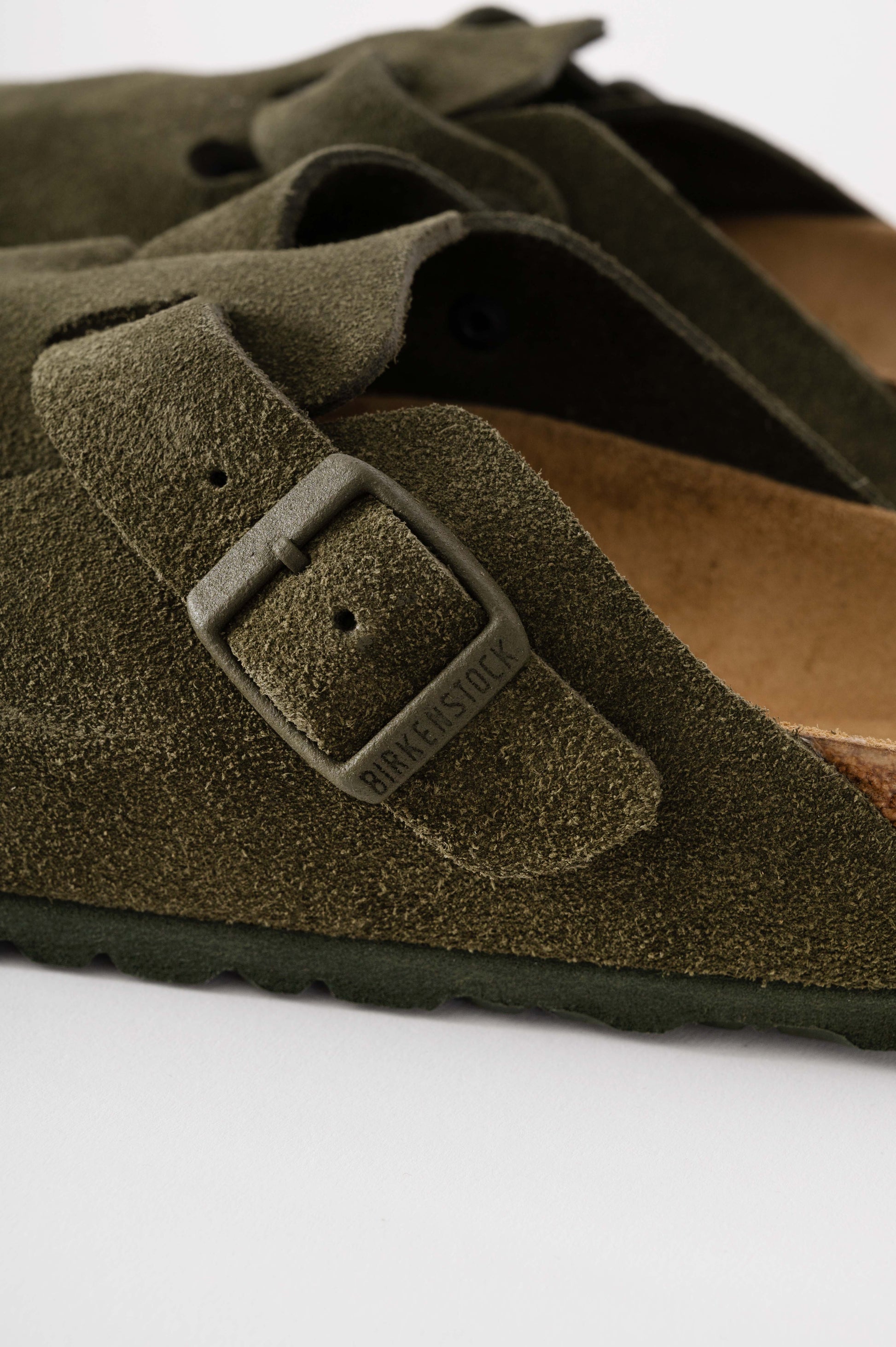 Birkenstock Boston Suede Leather Womens Clogs - Thyme - CHO - Designer Womens Clogs