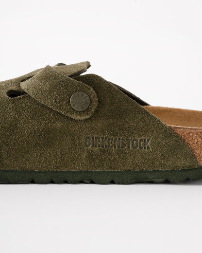 Birkenstock Boston Suede Leather Womens Clogs - Thyme - CHO - Designer Womens Clogs