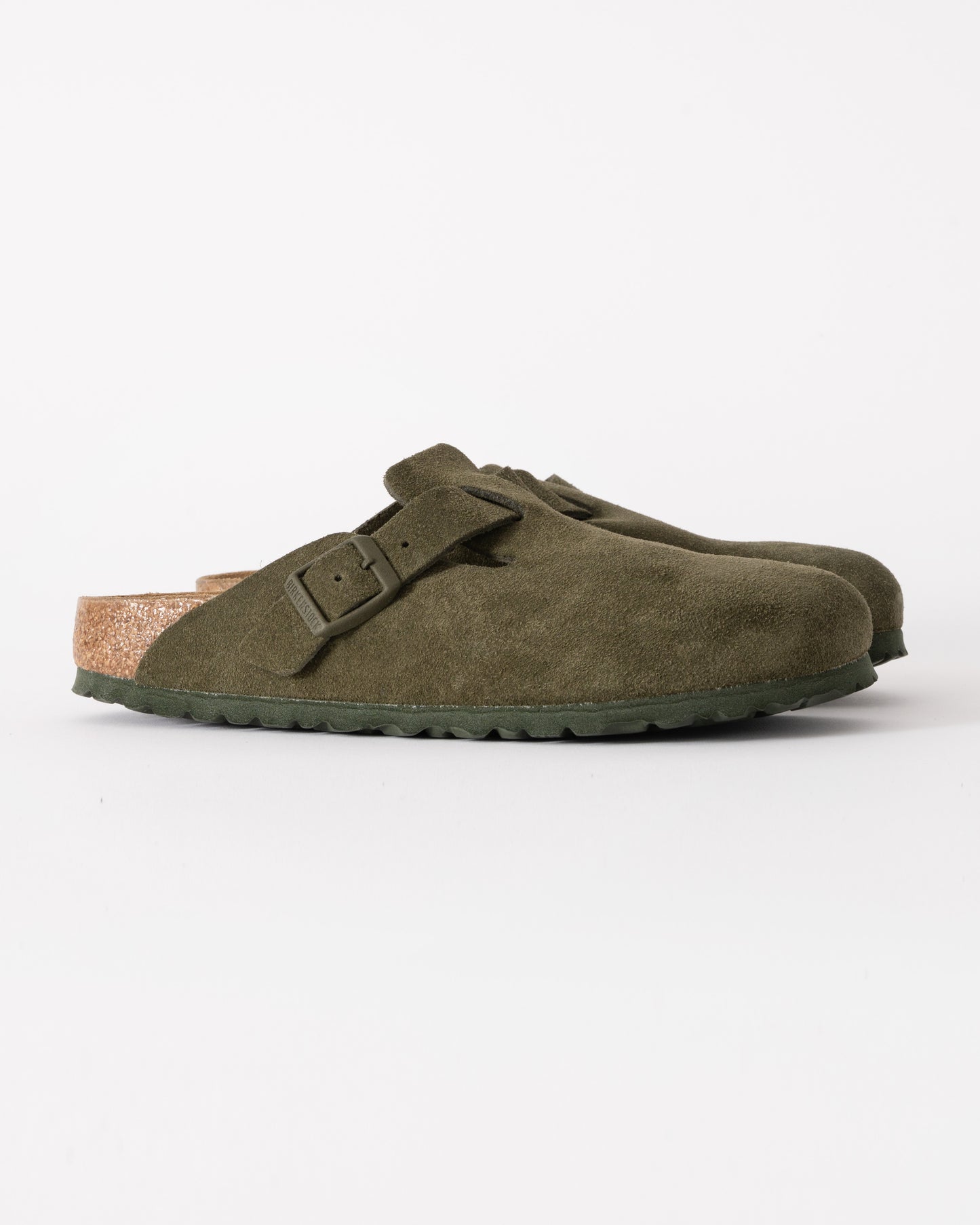 Birkenstock Boston Suede Leather Womens Clogs - Thyme - CHO - Designer Womens Clogs