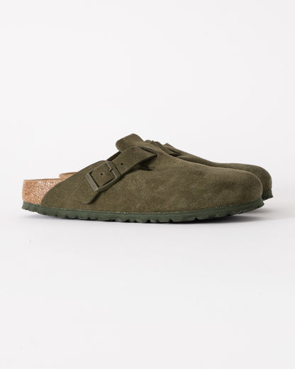 Birkenstock Boston Suede Leather Womens Clogs - Thyme - CHO - Designer Womens Clogs