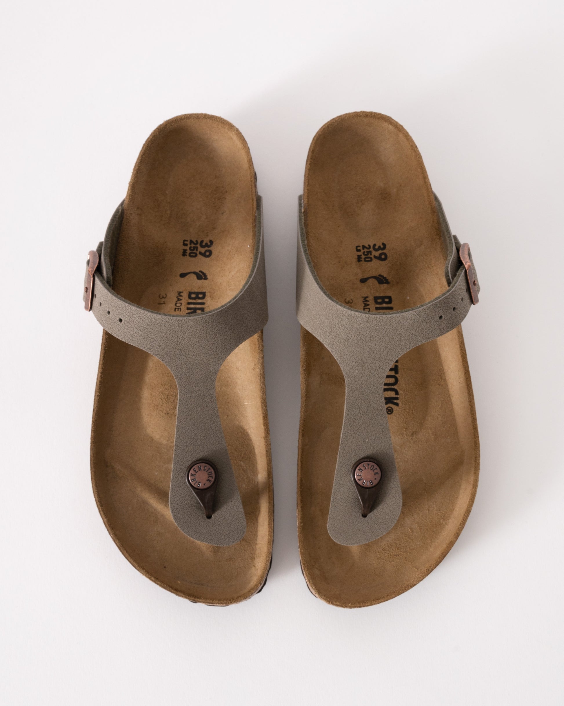 Birkenstock Gizeh Birko-Flor Birkibuc Womens Flip Flop - Stone - CHO - Designer Womens Sandals