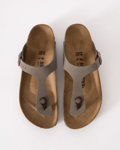 Birkenstock Gizeh Birko-Flor Birkibuc Womens Flip Flop - Stone - CHO - Designer Womens Sandals