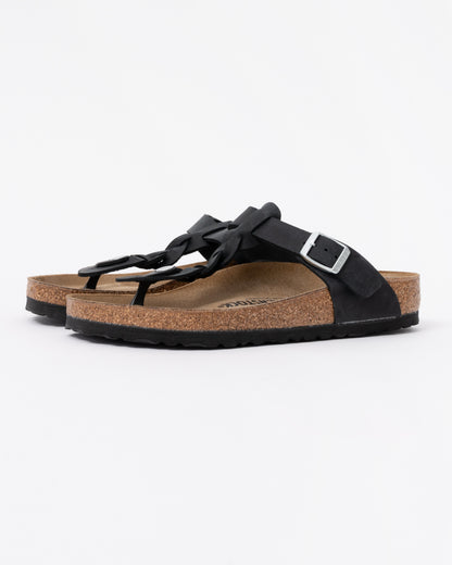 Birkenstock Gizeh Braided Natural Oiled Leather Womens Sandals - Black front