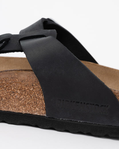 Birkenstock Gizeh Braided Natural Oiled Leather Womens Sandals - Black logo