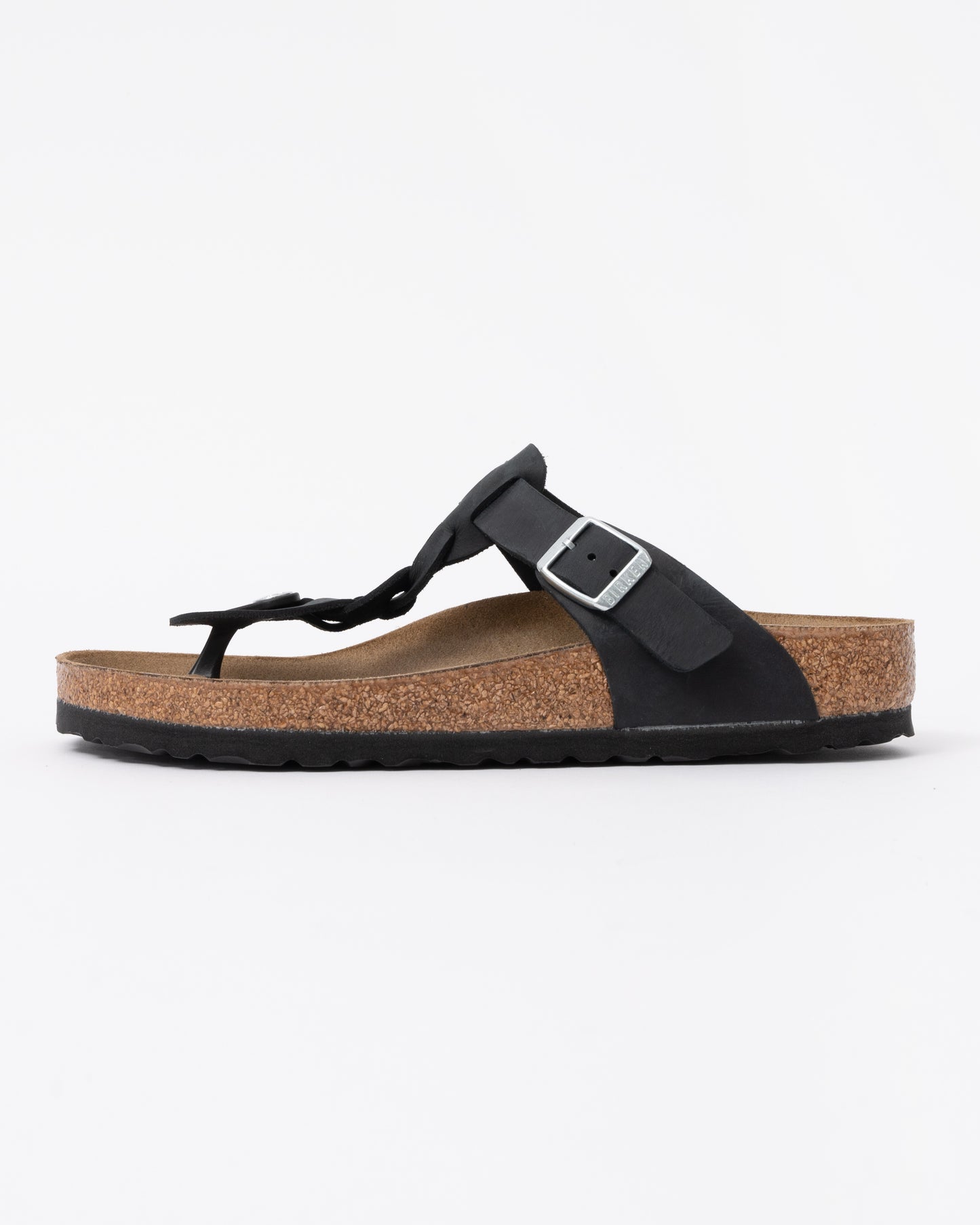 Birkenstock Gizeh Braided Natural Oiled Leather Womens Sandals - Black side