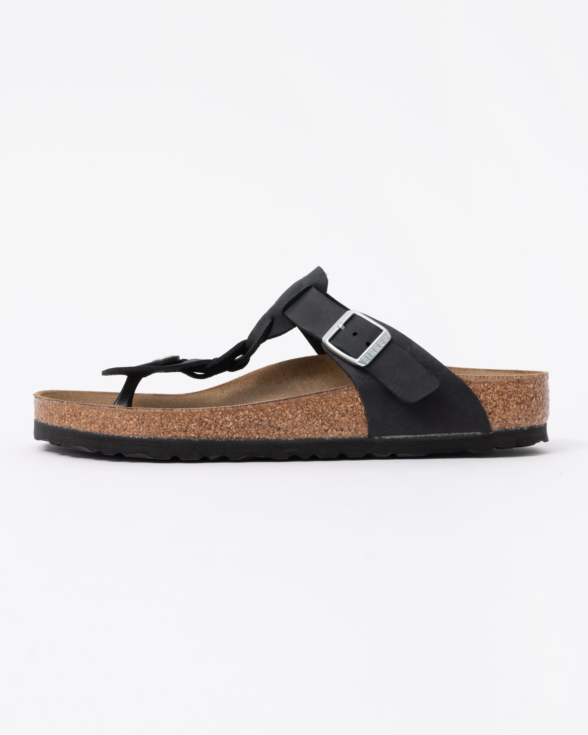 Birkenstock Gizeh Braided Natural Oiled Leather Womens Sandals - Black side