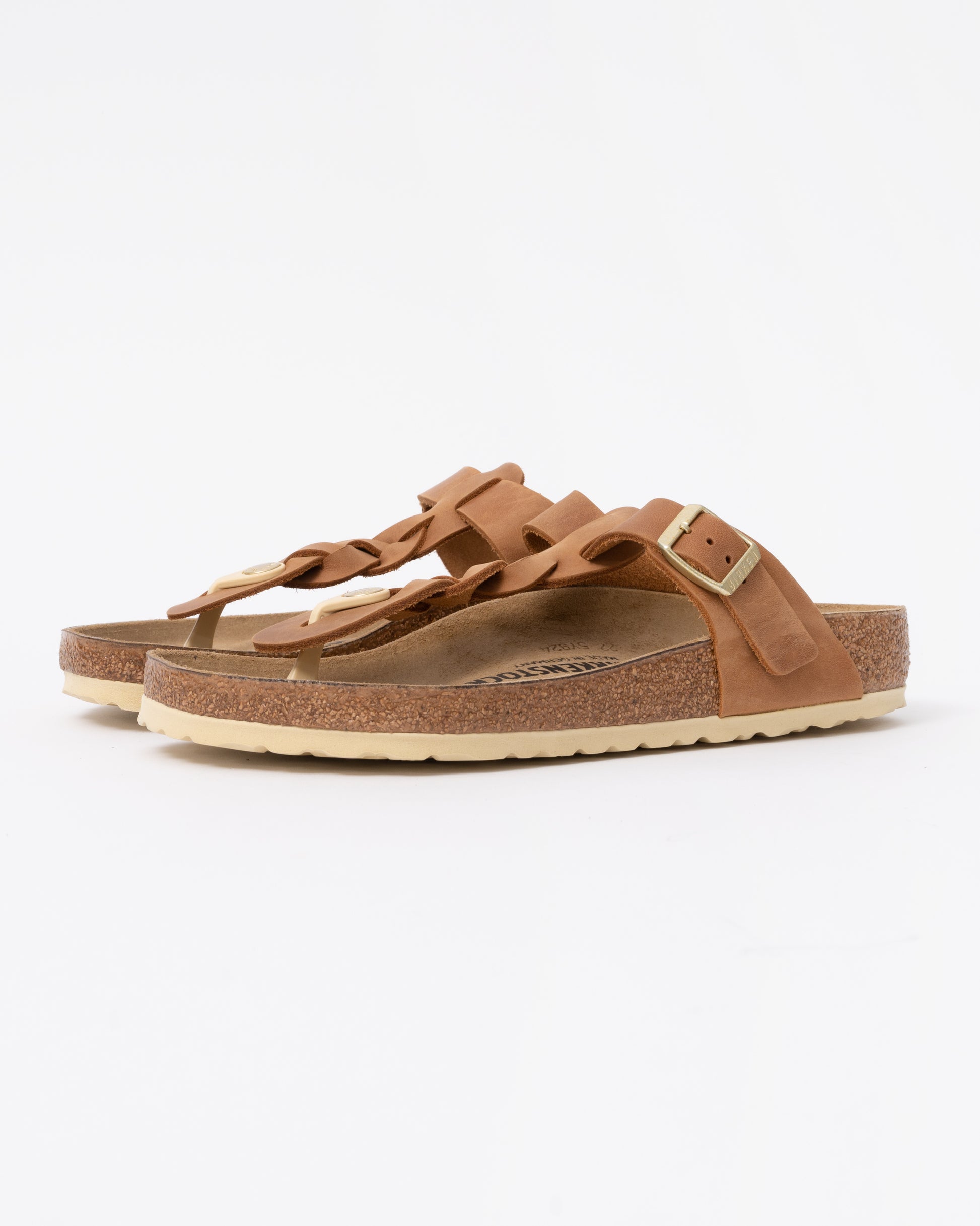 Birkenstock Gizeh Braided Natural Oiled Leather Womens Sandals - Cognac front