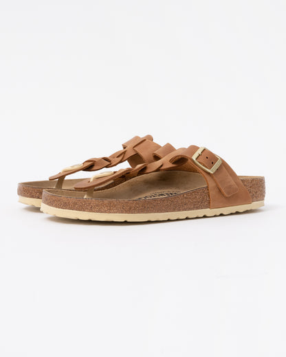 Birkenstock Gizeh Braided Natural Oiled Leather Womens Sandals - Cognac front