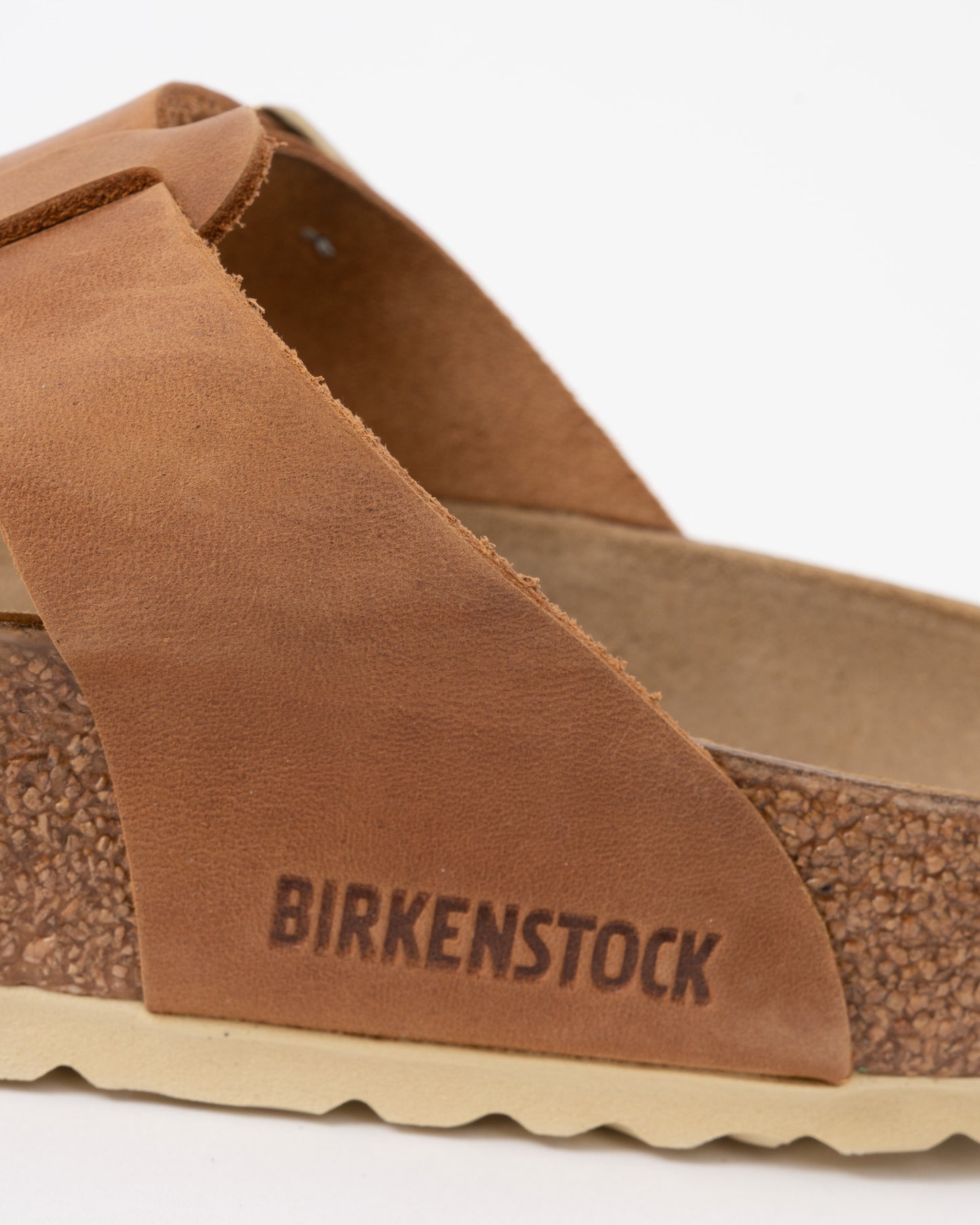 Birkenstock Gizeh Braided Natural Oiled Leather Womens Sandals - Cognac logo