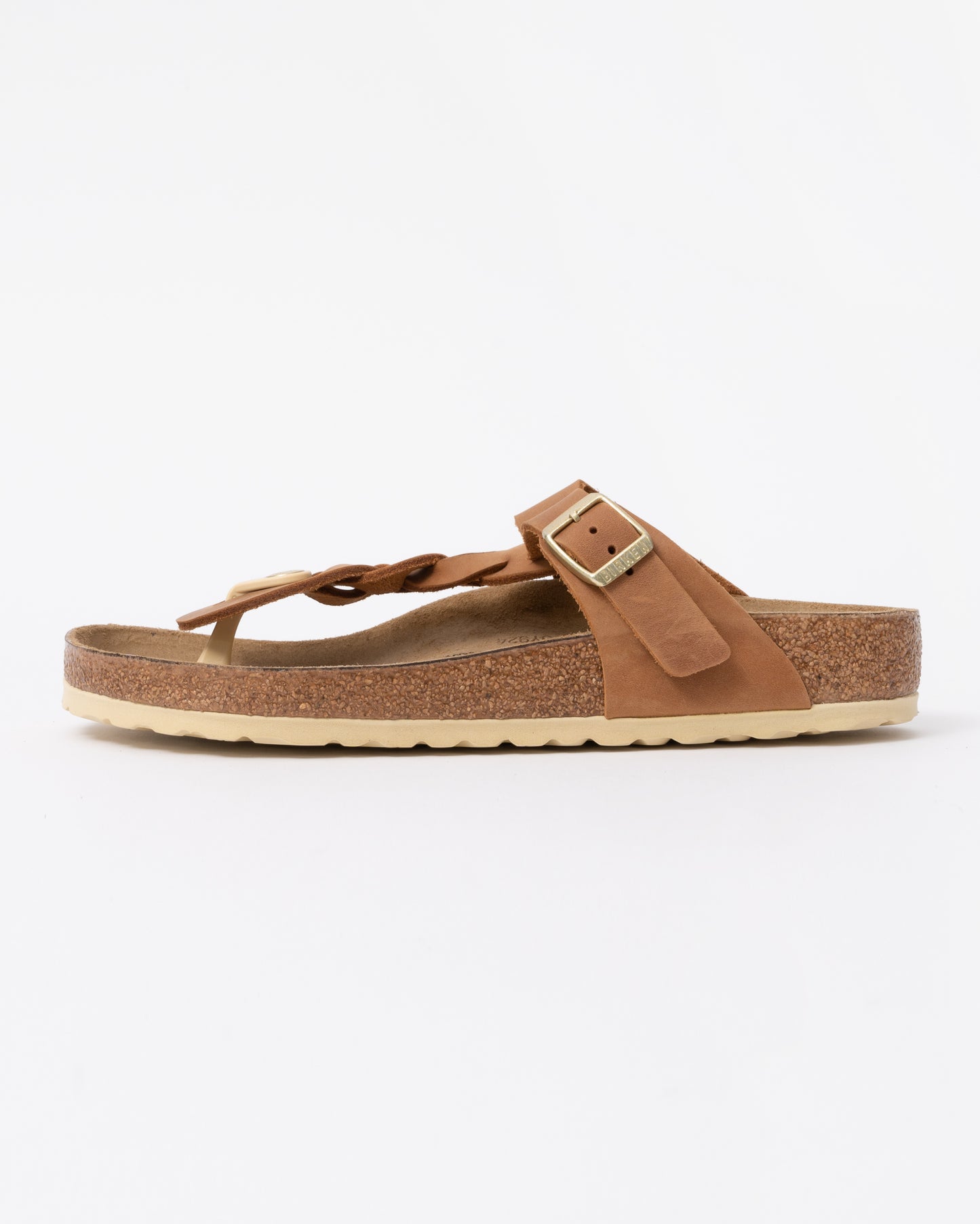 Birkenstock Gizeh Braided Natural Oiled Leather Womens Sandals - Cognac side