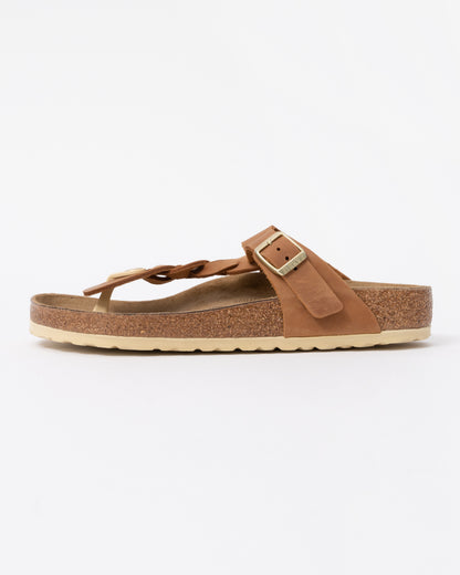 Birkenstock Gizeh Braided Natural Oiled Leather Womens Sandals - Cognac side