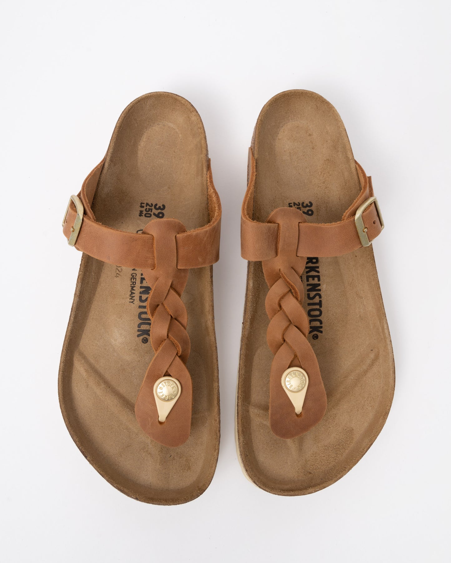 Birkenstock Gizeh Braided Natural Oiled Leather Womens Sandals - Cognac top
