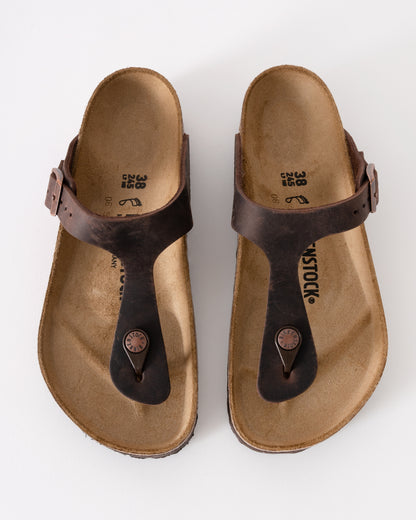 Birkenstock Gizeh Natural Oiled Leather Womens Sandals - Habana