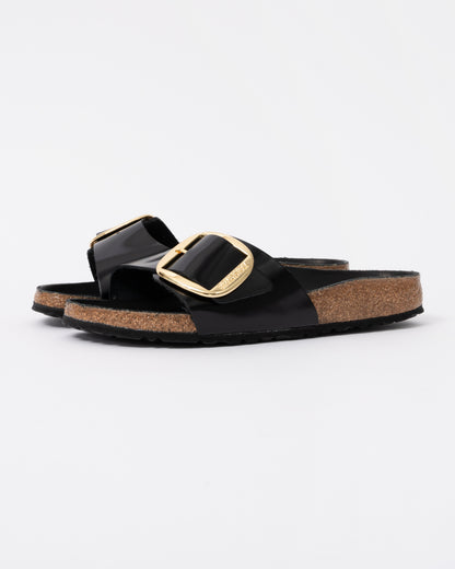 Birkenstock Madrid Big Buckle Natural Patent Leather Womens Sandals - High-Shine Black front