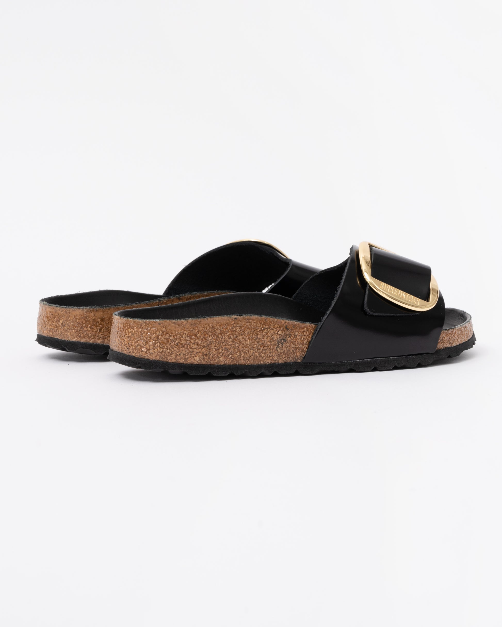 Birkenstock Madrid Big Buckle Natural Patent Leather Womens Sandals - High-Shine Black back