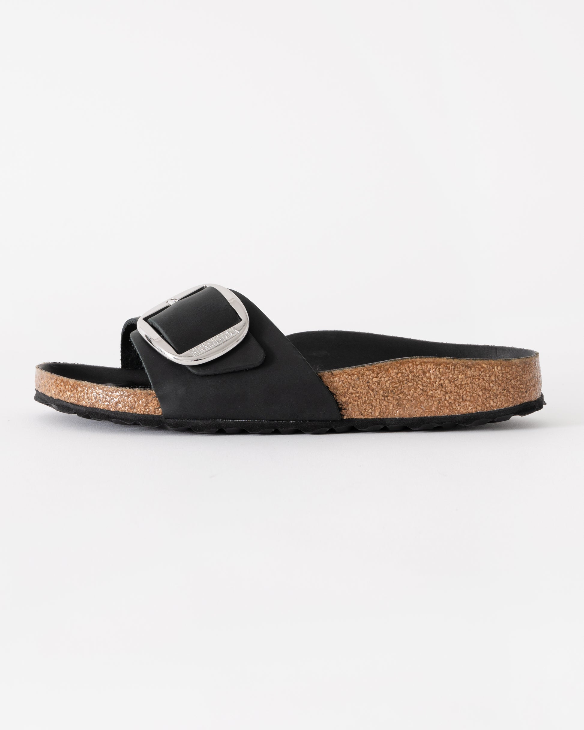 Birkenstock Madrid Big Buckle Oiled Leather Womens Sandals - Black | CHO | Designer Womens Sandals