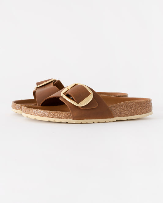 Birkenstock Madrid Big Buckle Oiled Leather Womens Sandals - Cognac