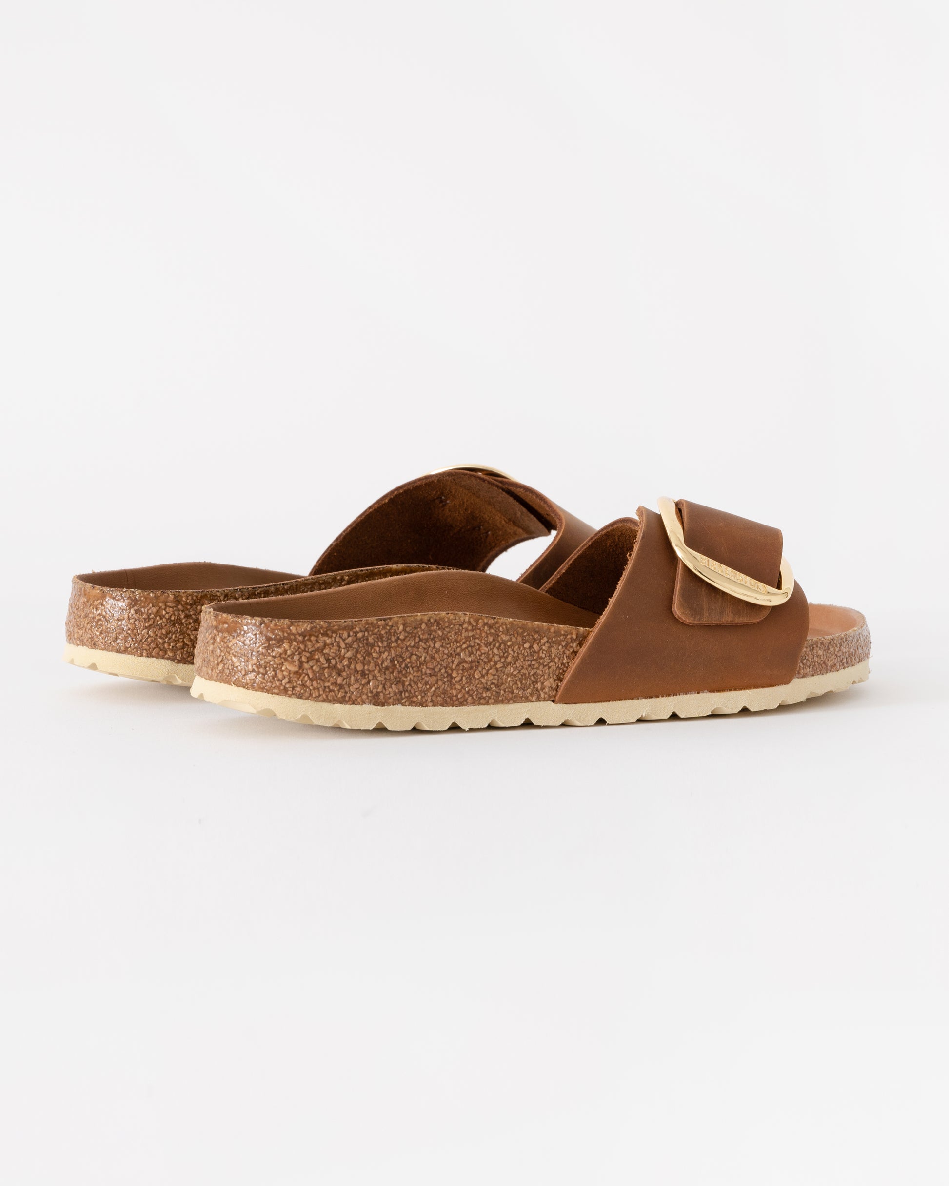 Birkenstock Madrid Big Buckle Oiled Leather Womens Sandals - Cognac | CHO | Designer Womens Sandals