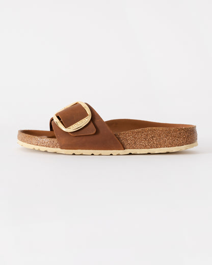 Birkenstock Madrid Big Buckle Oiled Leather Womens Sandals - Cognac | CHO | Designer Womens Sandals