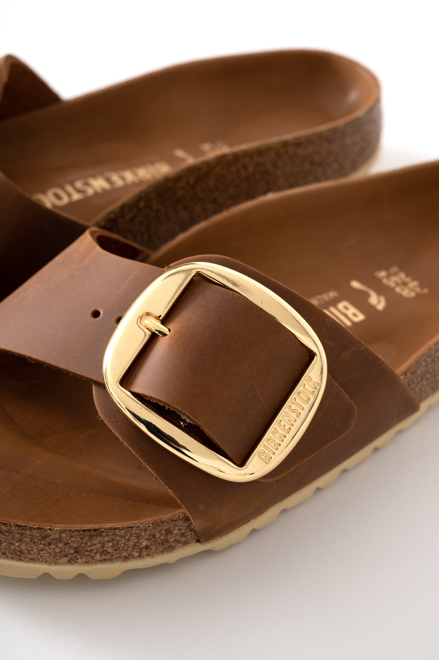 Birkenstock Madrid Big Buckle Oiled Leather Womens Sandals - Cognac | CHO | Designer Womens Sandals