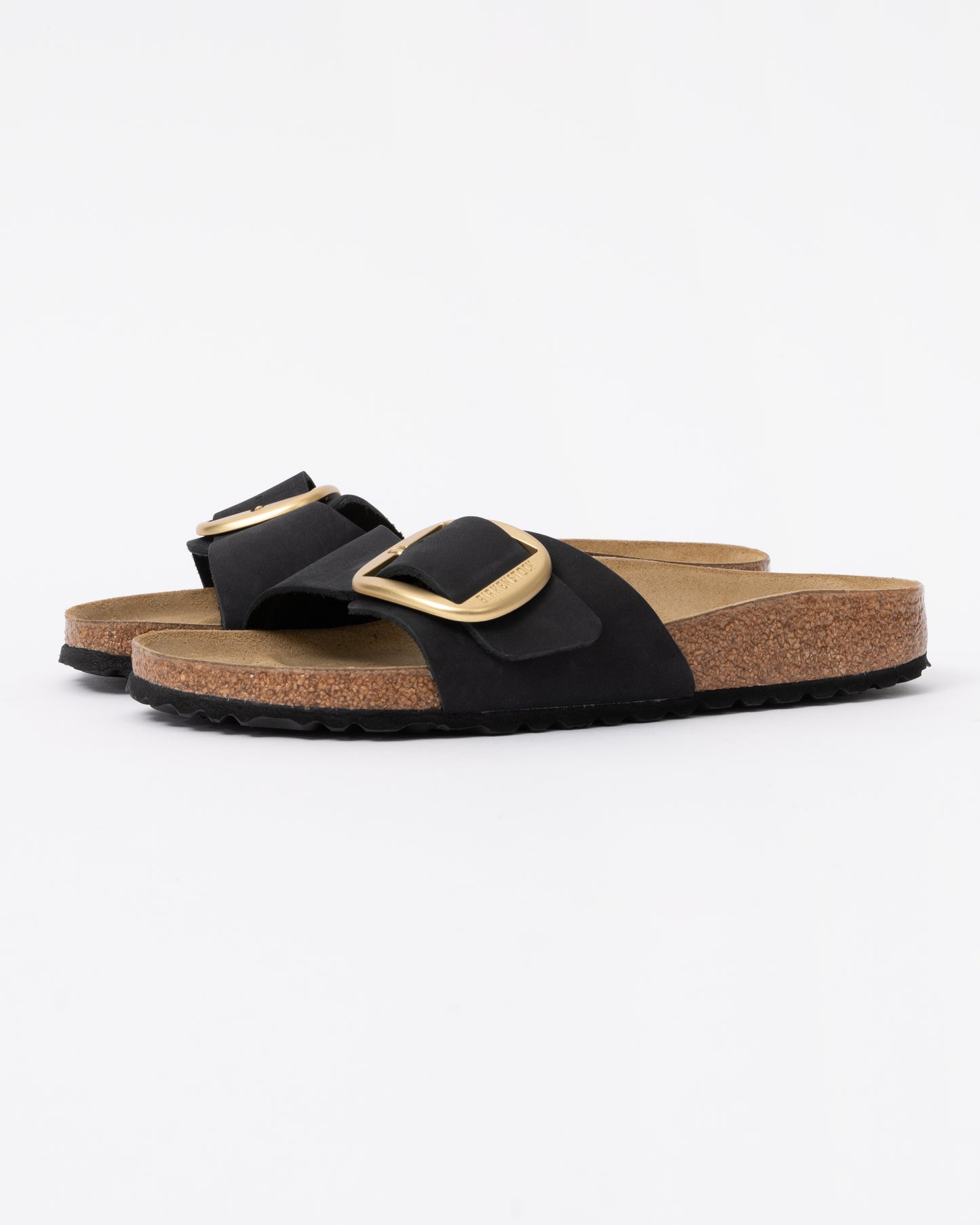 Birkenstock Madrid Big Buckle Womens Nubuck Leather Sandals - Black front