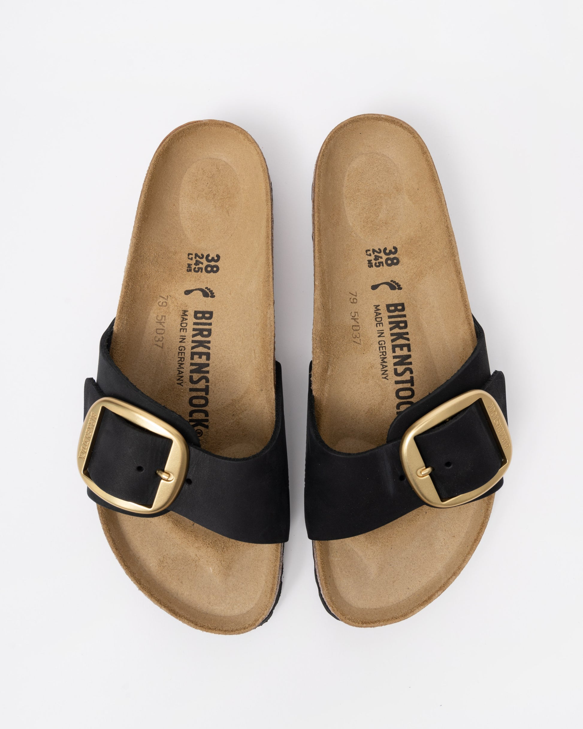 Birkenstock Madrid Big Buckle Womens Nubuck Leather Sandals - Black top