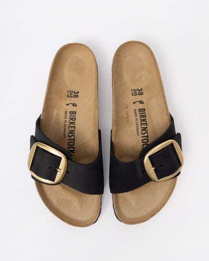 Birkenstock Madrid Big Buckle Womens Nubuck Leather Sandals - Black top