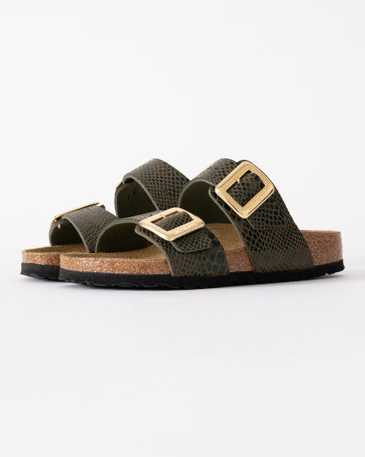 Birkenstock Sydney Big Buckle Synthetic Womens Sandals - Shiny Snake Sage