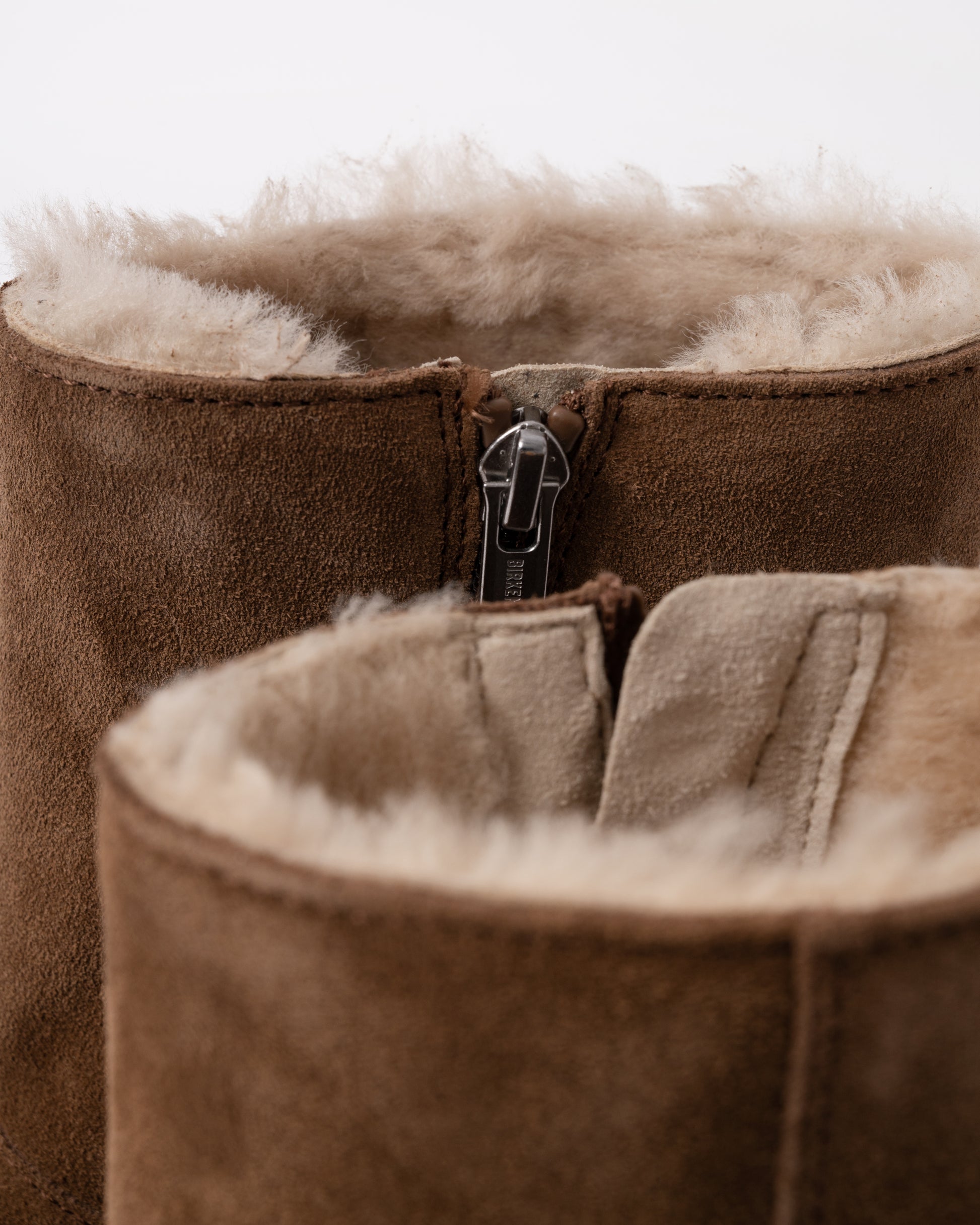 Birkenstock Uppsala Zip Shearling Suede Womens Boots - Dark Tea - inside detail