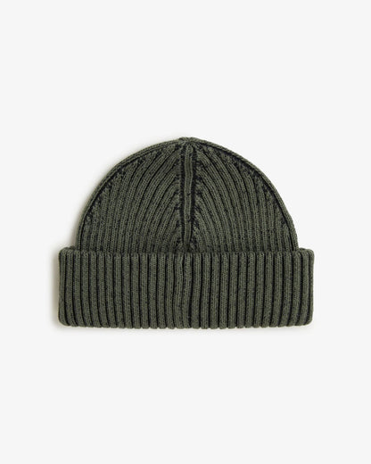 Fred Perry Mens Cotton Ribbed Beanie - Laurel Wreath Green/Black Z50