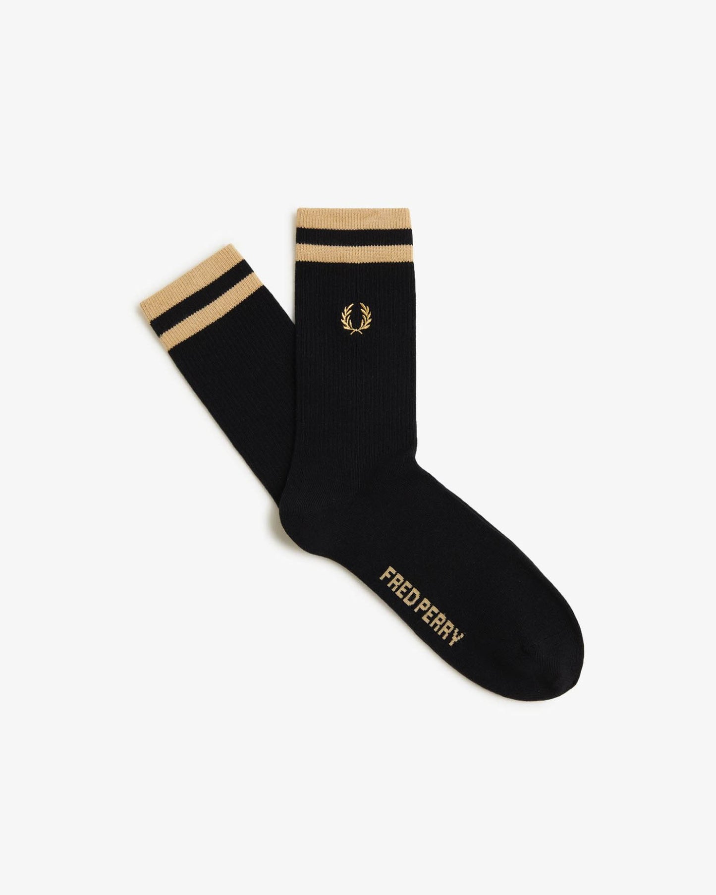 Fred Perry Mens Tipped Sports Sock - Black/Champagne 90A