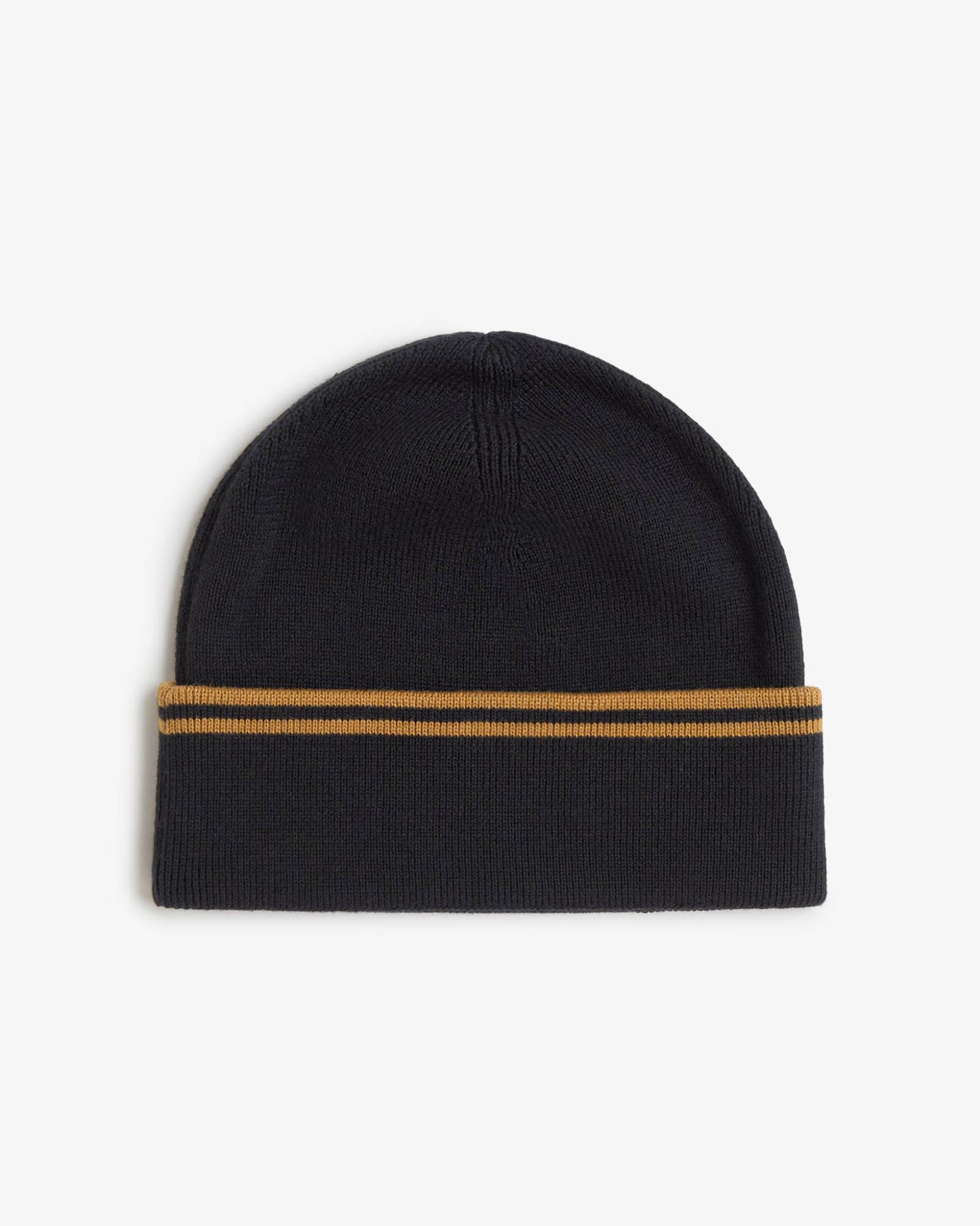 Fred Perry Mens Twin Tipped Merino Wool Beanie - Black/Dark Caramel U12 back