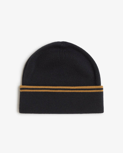 Fred Perry Mens Twin Tipped Merino Wool Beanie - Black/Dark Caramel U12 back