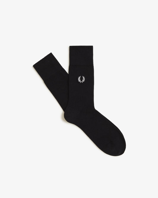 Fred Perry Mens Classic Laurel Wreath Sock - Black/Snow White 843 | CHO | Designer Mens Socks