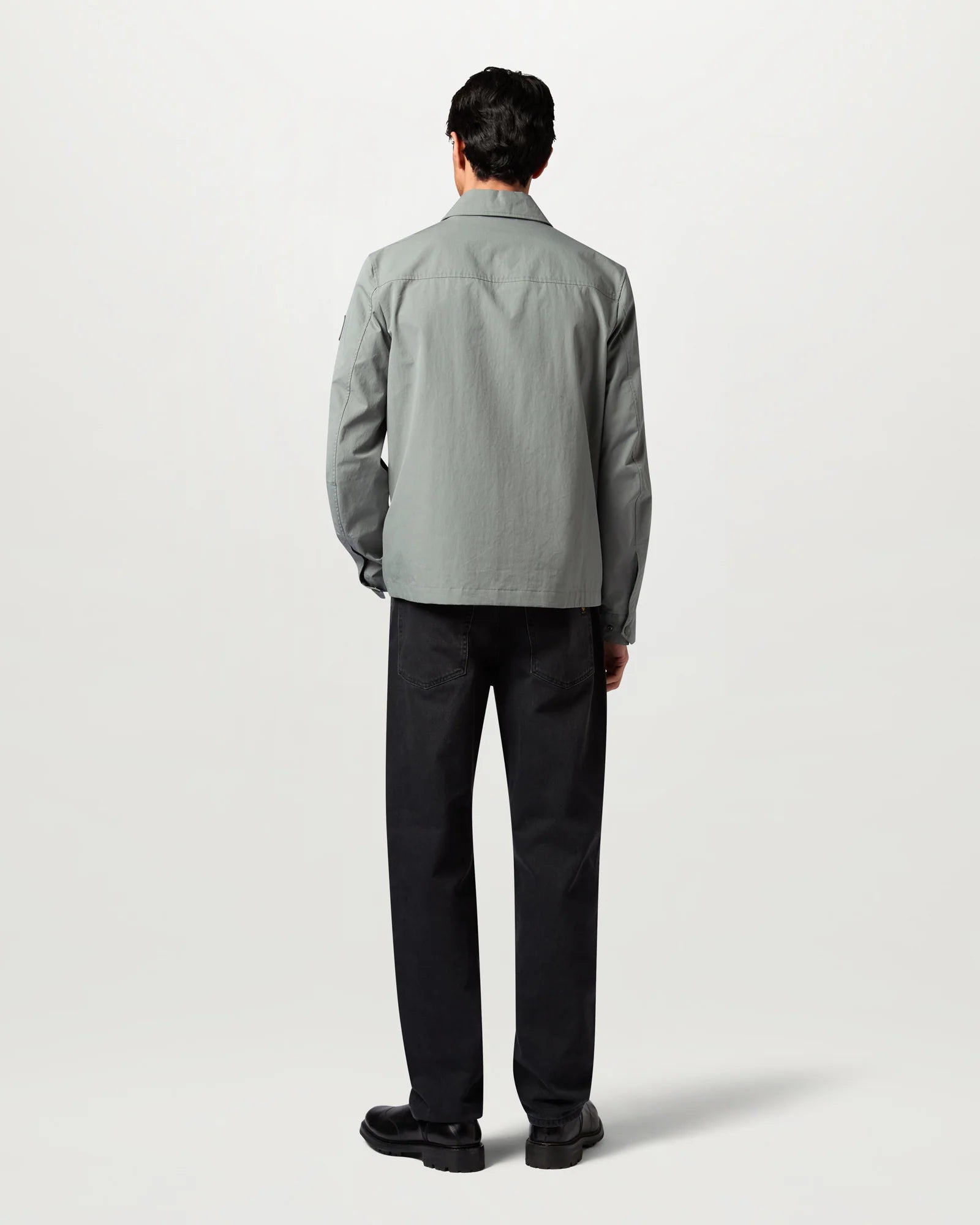 Belstaff Cargo Mens Overshirt in Atlantic Grey, full length back