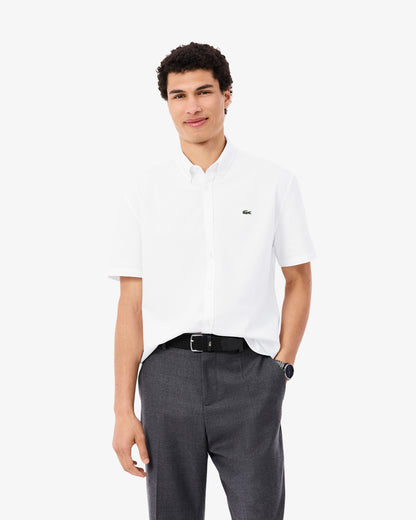 Lacoste Regular Fit Mens Oxford Shirt - White/White 800