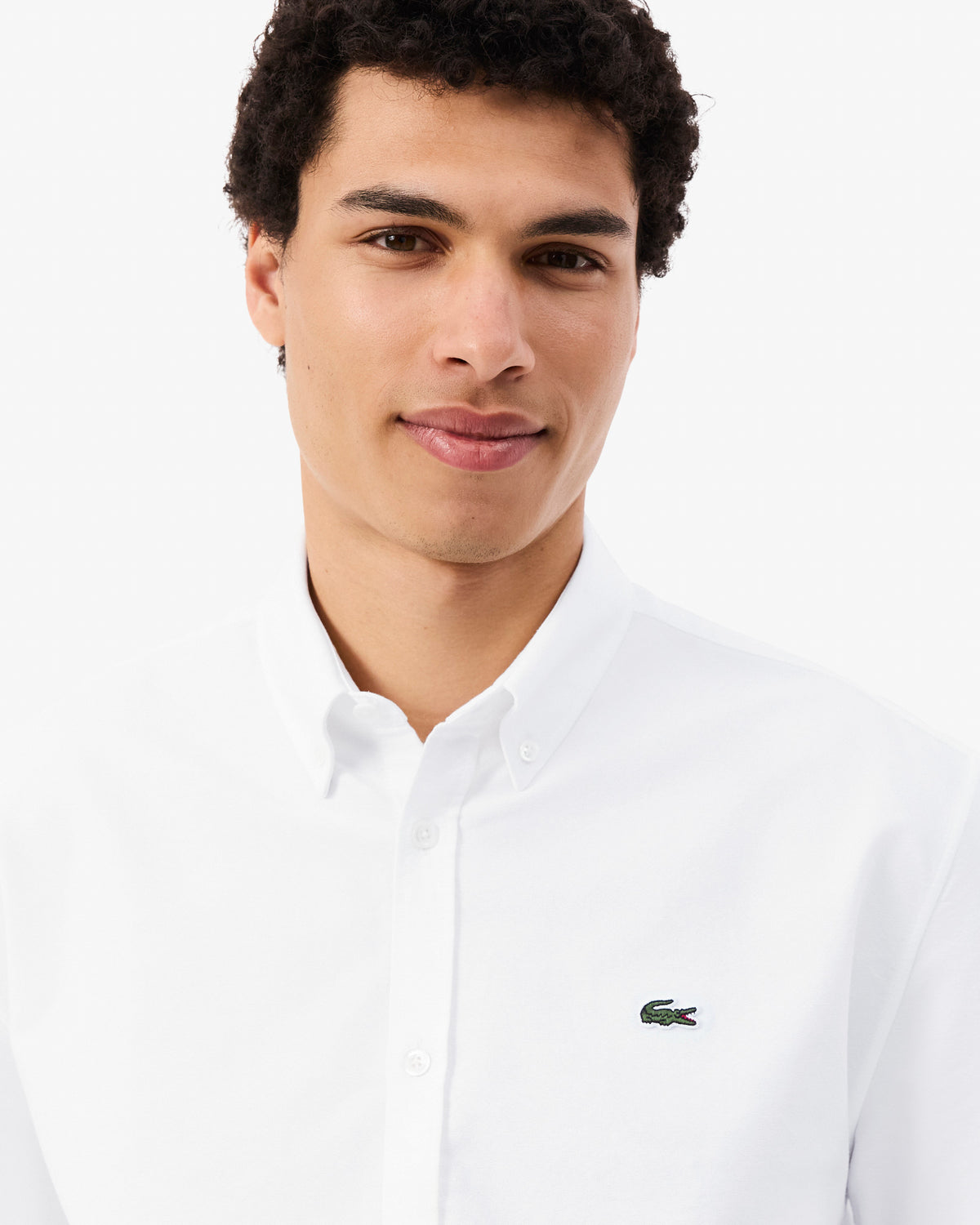 Lacoste Regular Fit Mens Oxford Shirt - White/White 800