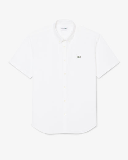 Lacoste Regular Fit Mens Oxford Shirt - White/White 800