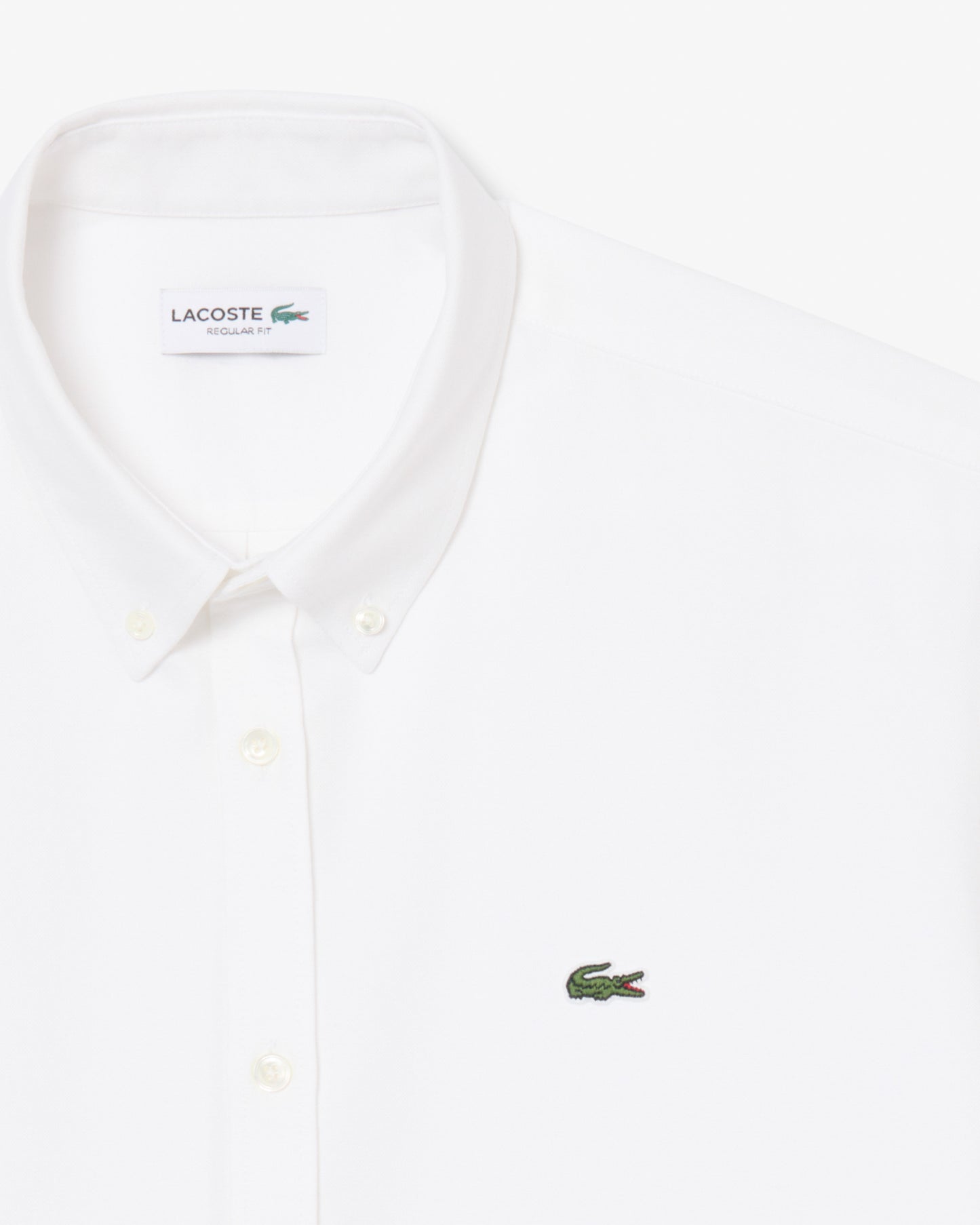 Lacoste Regular Fit Mens Oxford Shirt - White/White 800