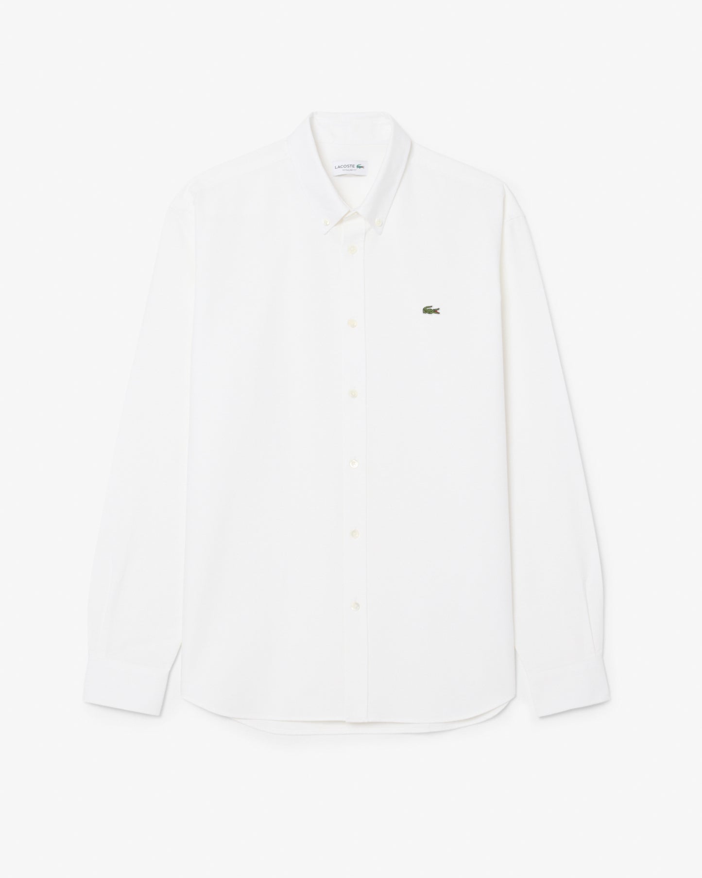 Lacoste Casual Oxford Mens Long Sleeve Shirt - White/White 800