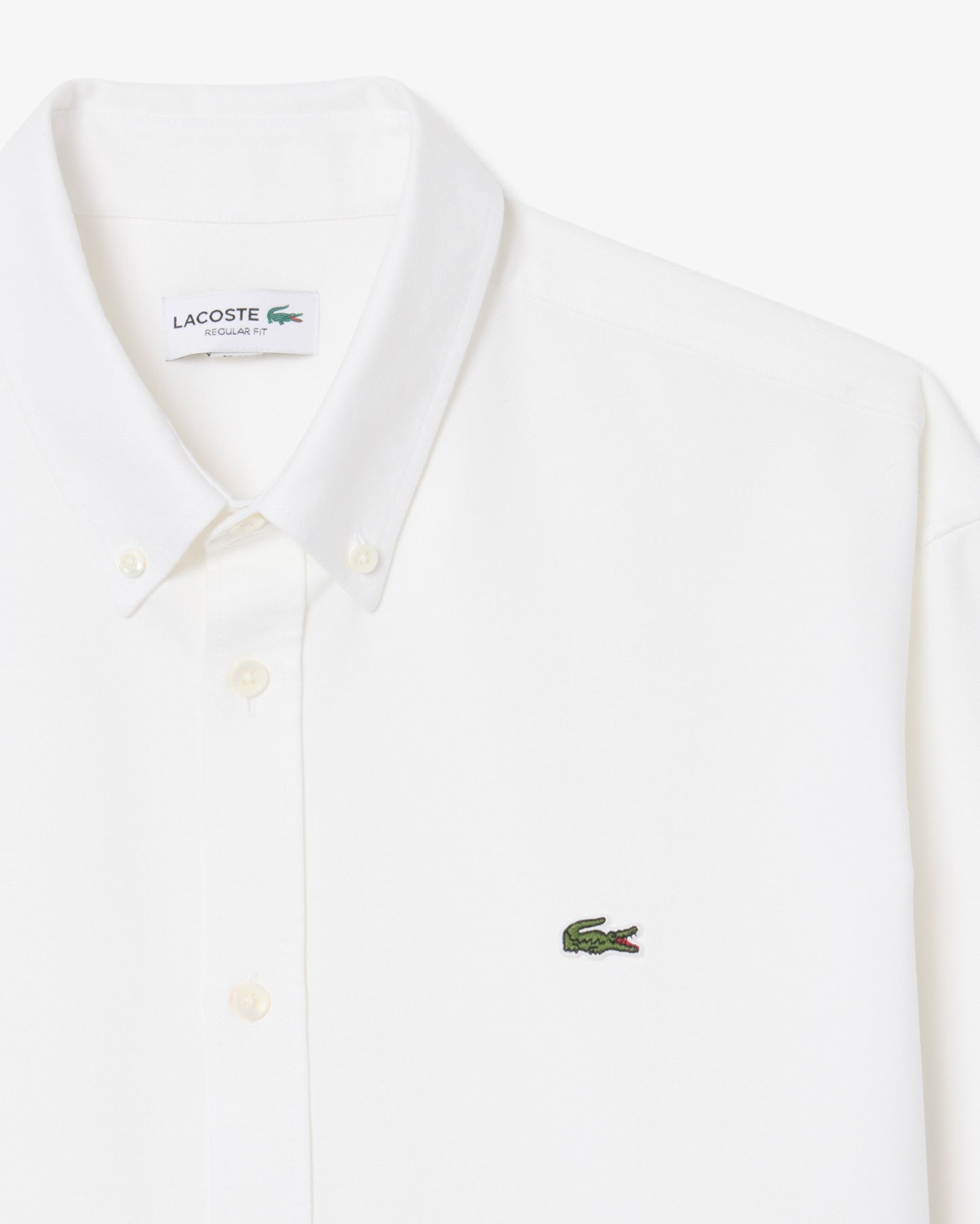 Lacoste Casual Oxford Mens Long Sleeve Shirt - White/White 800