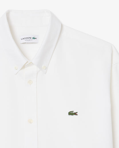 Lacoste Casual Oxford Mens Long Sleeve Shirt - White/White 800