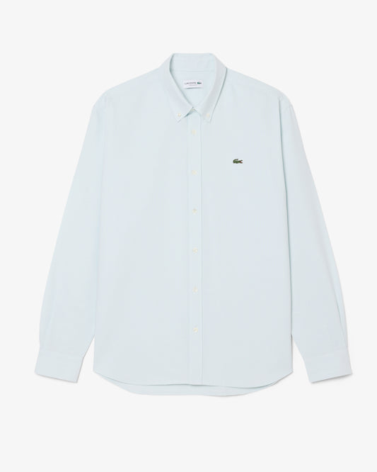 Lacoste Casual Oxford Mens Long Sleeve Shirt - Rill/White MR8