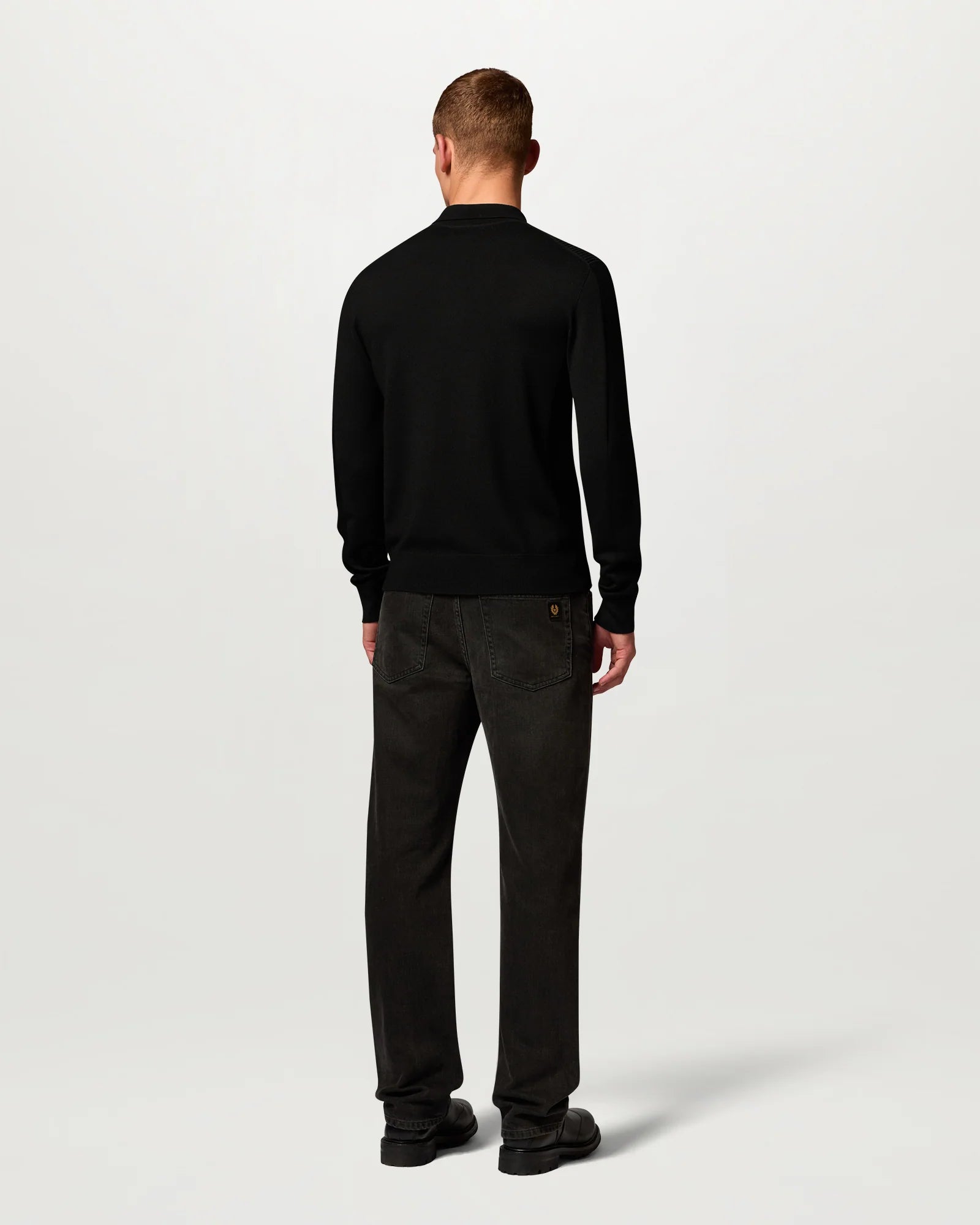 Belstaff Mens Colden Knitted Polo Jumper in Black, full length back
