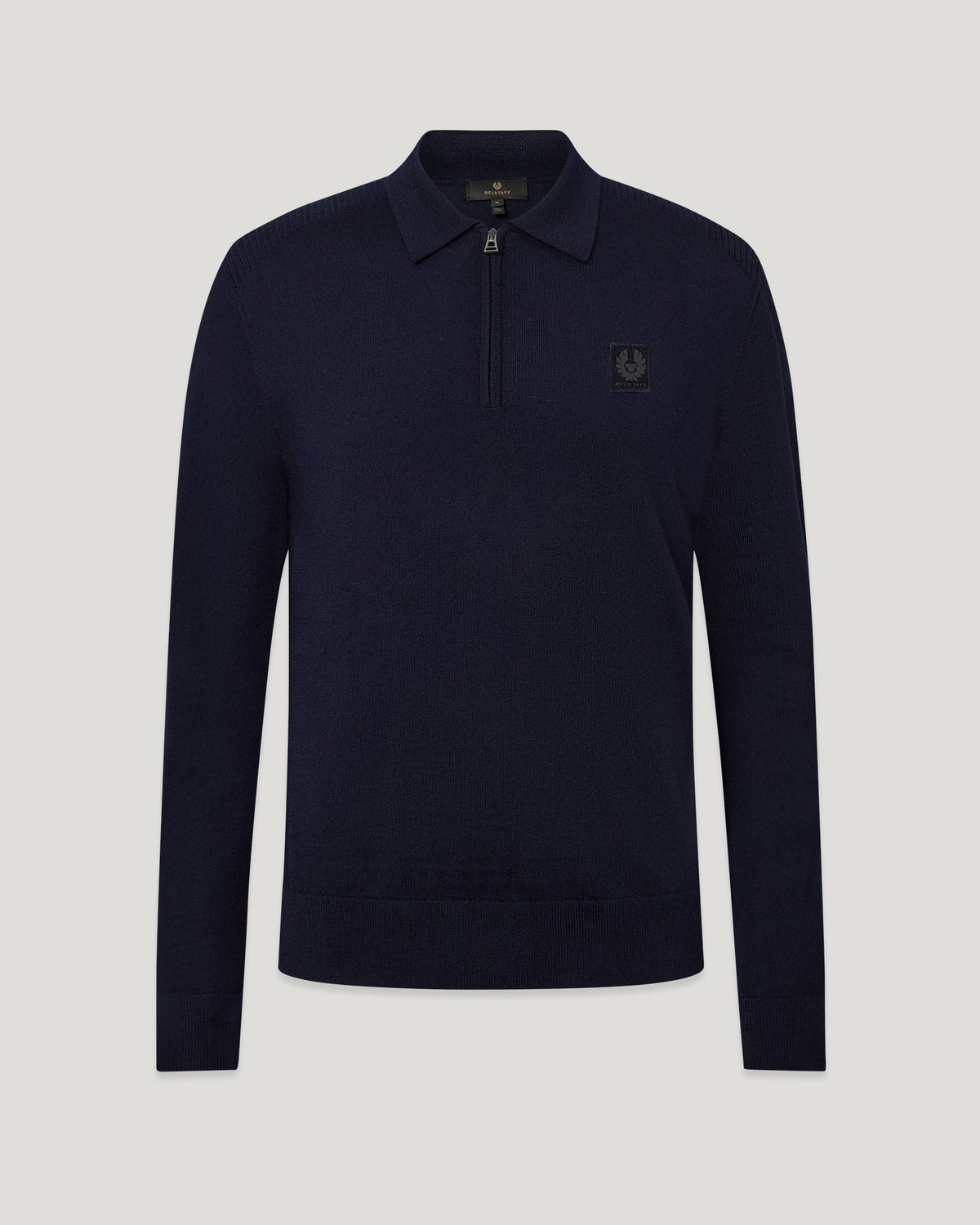 Belstaff Mens Colden Knitted Polo Jumper - Dark Ink | CHO | Designer Mens 1/4 Zip Jumpers