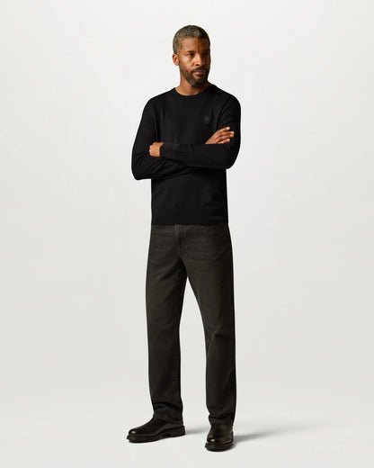 Belstaff Mens Colden Merino Crew Neck Jumper in Black, full length front