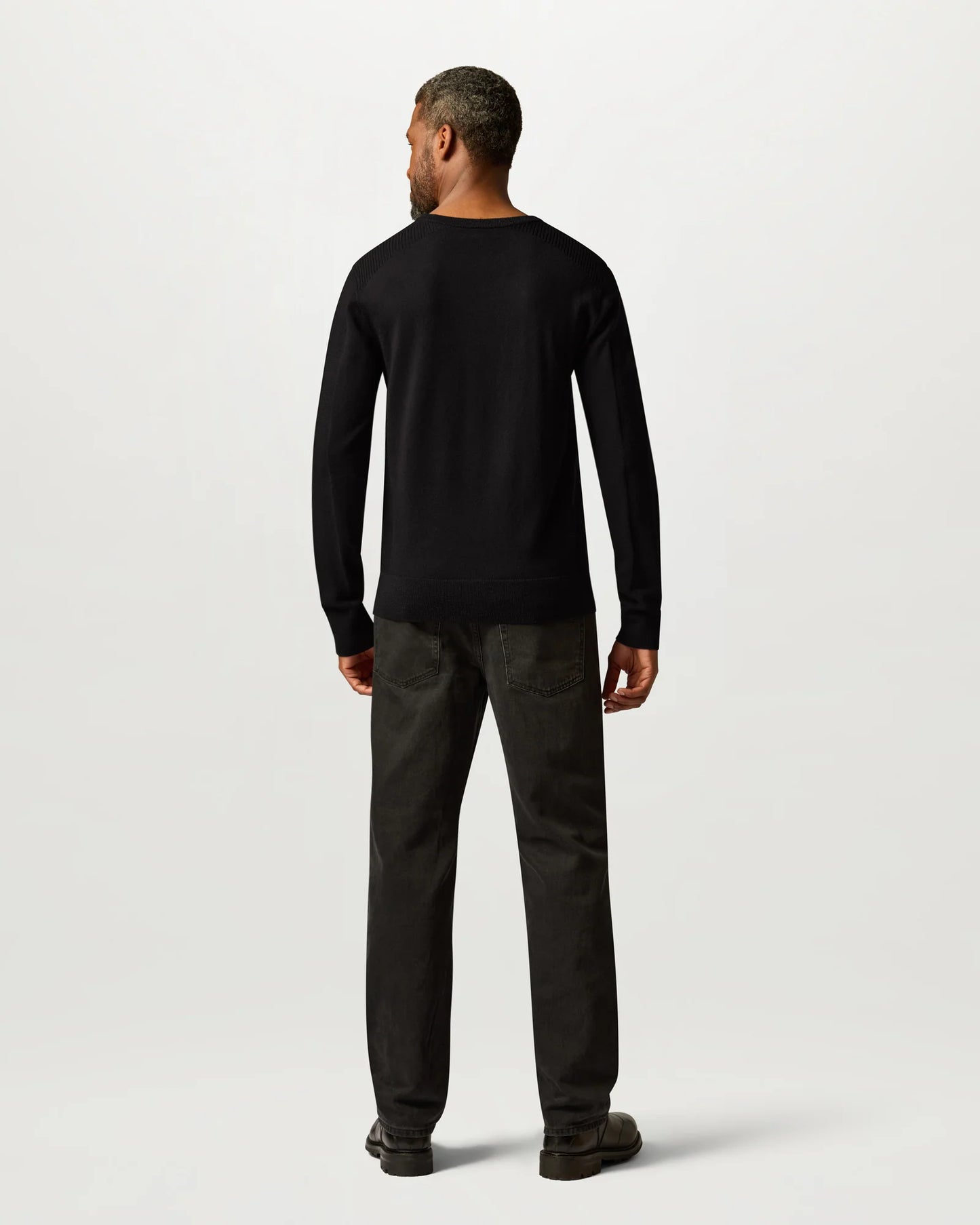 Belstaff Mens Colden Merino Crew Neck Jumper in Black, full length back