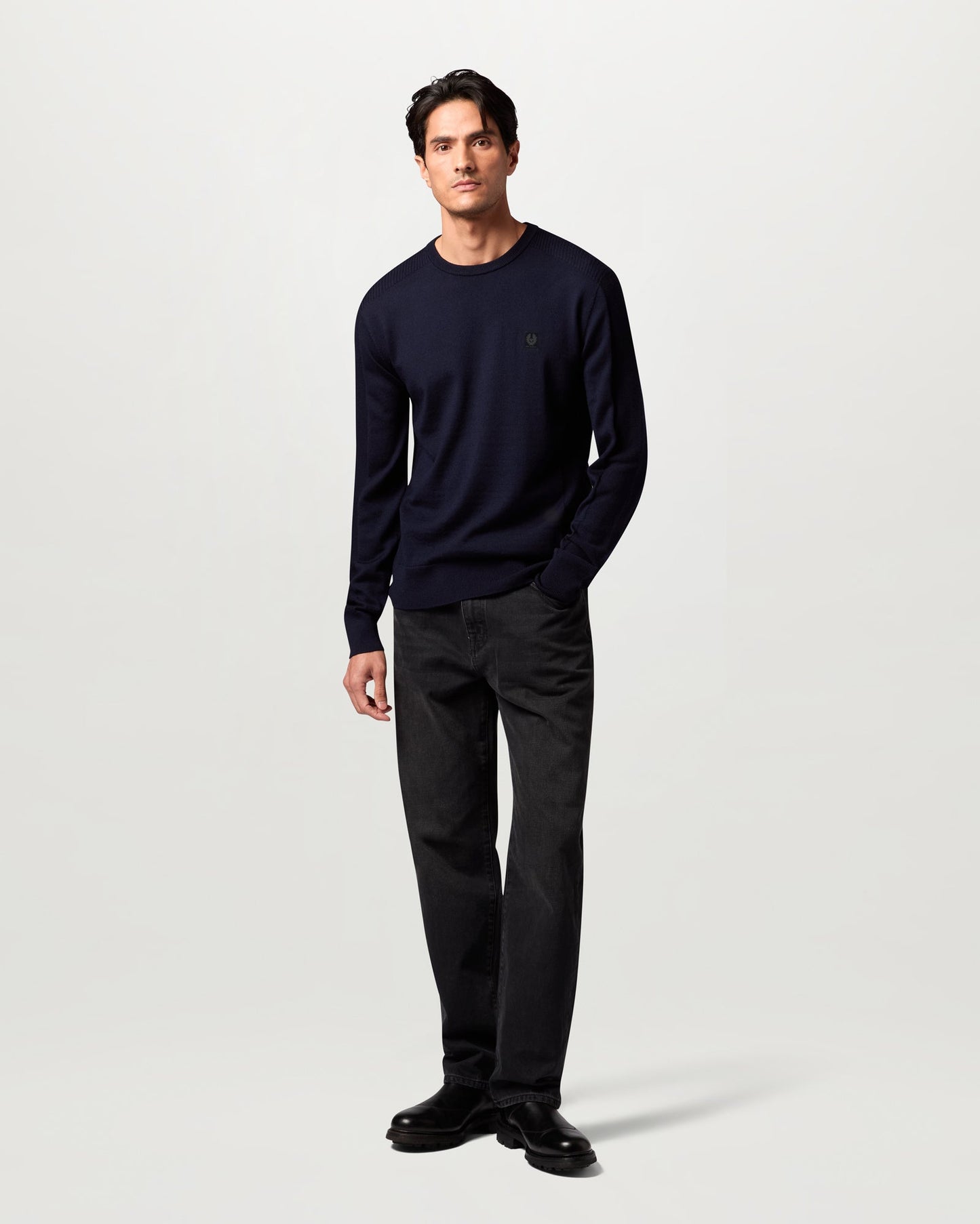 Belstaff Mens Colden Merino Crew Neck Jumper - Dark Ink