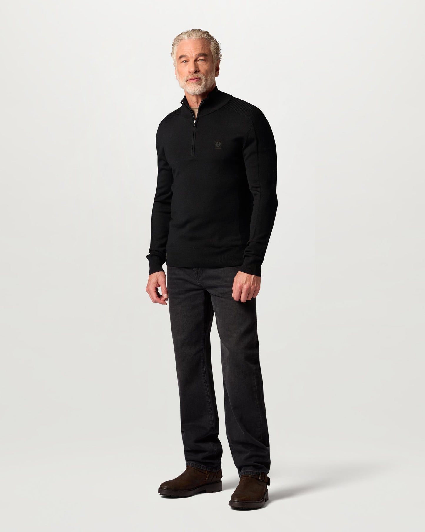 Belstaff Mens Colden Merino Quarter Zip Jumper - Black