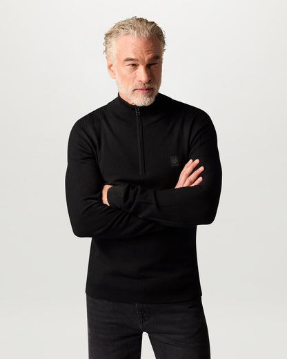 Belstaff Mens Colden Merino Quarter Zip Jumper - Black